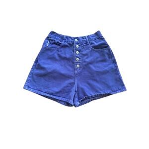 Vtg Bongo By Gene Montesano Purple Denim Shorts High Waist Button Fly Size 11 US